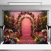Lofaris Hot Pink Floral Path Arches Sweet Wedding Backdrop